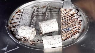 ASMR - Mikado Chocolate Sticks Ice Cream Rolls | oddly satisfying Food Video - fast ASMR Tingles 4k