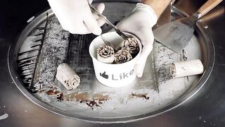 ASMR - KitKat & Oreo Ice Cream Rolls | how to make Cookies and Cream Ice Cream with Chocolate Bar 4k