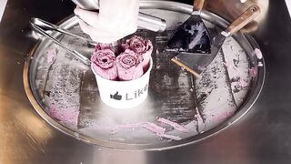 ASMR - Raspberry & Raffaello Ice Cream Rolls | oddly satisfying fast ASMR with Tapping & Scratching