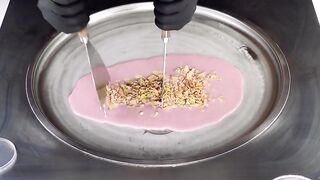 ASMR - pink Pringles Ice Cream Rolls | oddly satisfying Ice Cream - tapping & scratching fast ASMR