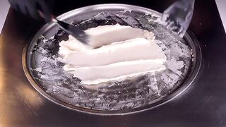 ASMR - Fanta Mango Ice Cream Rolls | oddly satisfying fast ASMR with tapping & scratching Sound - 4k