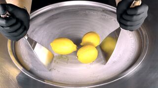 ASMR - Lemon Ice Cream Rolls | how to make Citron rolled Ice Cream with fresh Lemons - fast ASMR 4k