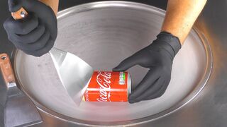 ASMR - Coca-Cola Ice Cream Rolls | how to make Vanilla Coke Ice Cream - tapping scratching eating 4k