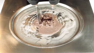 ASMR - Milka Daim & Oreo Ice Cream Rolls | how to make Chocolate Ice Cream with tapping and eating