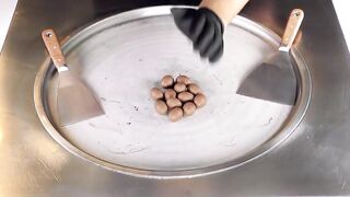 ASMR - Oreo & Milka Ice Cream Rolls | how to make Chocolate Ice Cream - tapping scratching Tingles