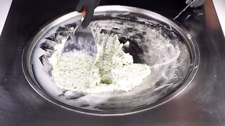ASMR - Kiwi Ice Cream Rolls | how to make satisfying fried Ice Cream - tapping scratching & eating