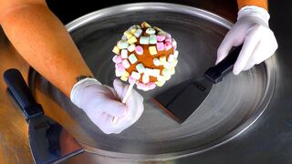 ASMR - satisfying Candy Ice Cream Rolls | Chocolate Apple with Marshmallows - tapping scratching 먹방