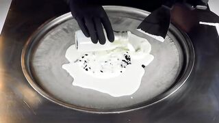 ASMR - OREO Ice Cream Rolls | how to make fried rolled Ice Cream with Oreo Yogurt and Cookies | Food
