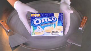 ASMR - white Chocolate OREO Ice Cream Rolls | tingle tapping & scratching sound to relax and sleep