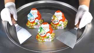 ASMR - Surprise Egg Ice Cream Rolls with kinder Chocolate Santa Claus - Food Mukbang & Tingles 먹방
