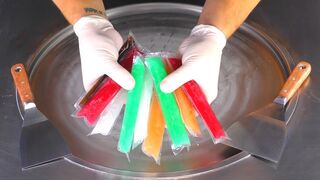 ASMR - making colorful Sticks to satisfying rolled Ice Cream | relax tingles, tapping & scratching