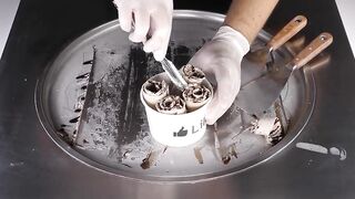 ASMR - Chocolate Ice Cream Rolls | oddly satisfying Hersheys Ice Cream - tapping & scratching Sounds