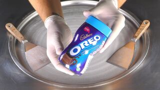 ASMR - OREO Cocoa Ice Cream Rolls | how to make fried Ice Cream with Cadbury Oreo Cocoa - satisfying
