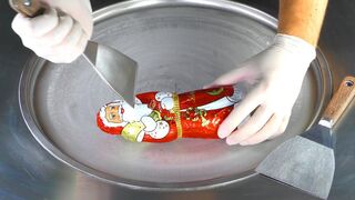 ASMR - Santa Claus Christmas Experiment with Ice Cream Rolls | oddly satisfying Chocolate Ice Cream