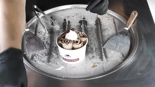 ASMR - Chocolate Caramel & Cookies Ice Cream Rolls | satisfying fried Mars Ice Cream - no talking