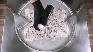 Black TOBLERONE Ice Cream Rolls - how to make delicious Chocolate and Nougat Ice Cream | Food ASMR