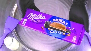 Milka & OREO MAX Ice Cream Rolls | how to make satisfying Milk Dairy Chocolate Ice Cream | ASMR Food