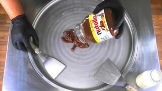 nutella Ice Cream Rolls - how to make nutella to Chocolate Ice Cream - mukbang recipe | Food ASMR 먹방