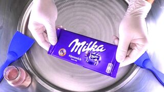 Milka Dairy Milk Chocolate Ice Cream Rolls | how to make Ice Cream out of real Milk Chocolate - ASMR