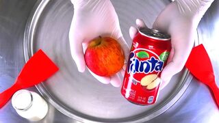 How to make Apple and Fanta Ice Cream Rolls | rolled fried Ice Cream - most satisfying ASMR Food DIY
