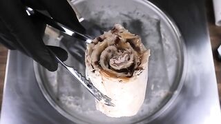 Ice Cream Rolls | rolled fried Ice Cream with MARS Chocolate Bar and Milk Shake Caramel | Food ASMR