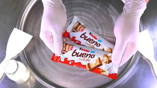 Ice Cream Rolls | how to make kinder bueno white Chocolate rolled fried Ice Cream | satisfying ASMR