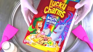 Ice Cream Rolls | Lucky Charms with magical Unicorn Marshmallows - most satisfying ASMR Food Video