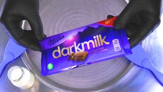 Ice Cream Rolls | how to make Chocolate Ice Cream with milka dark milk Cocoa | satisfying Food ASMR