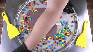 Ice Cream Rolls | how to make colorful roll m&m's Chocolate Popsicle Ice Cream with mms m and m ASMR