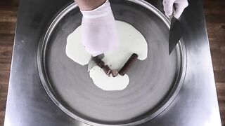 Ice Cream Rolls with MAGNUM Chocolate Almond - how to make Magnum Chocolate Ice Cream | ASMR mukbang
