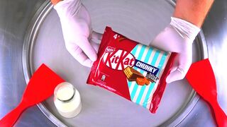 Ice Cream Rolls | KitKat Chunky Salted Caramel Fudge rolled fried Ice Cream & Chocolate Bar | ASMR