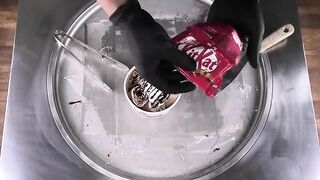 Nutella & KitKat Ice Cream Rolls | how to make delicious Nutella & KitKat Chocolate Ice Cream | ASMR