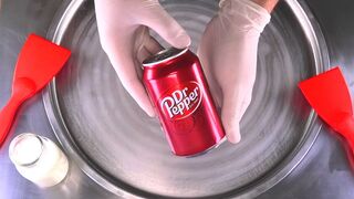 Dr. Pepper Ice Cream Rolls | how to make Cola rolled fried Ice Cream with Dr Pepper Coke | ASMR Food