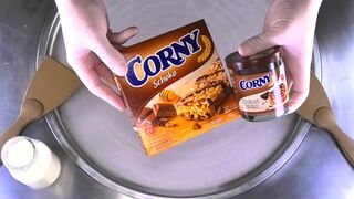 Ice Cream Rolls | how to make Corny Chocolate Granola Bar rolled Ice Cream - most satisfying ASMR