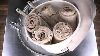 Ice Cream Rolls | how to make Corny Chocolate Granola Bar rolled Ice Cream - most satisfying ASMR