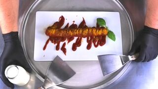 Currywurst Ice Cream Rolls | how to make fried Ice Cream with Sausage and Curry Sauce | Fast Food