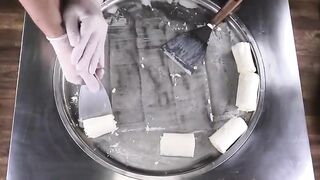 Ice Cream Rolls | fried rolled Ice Cream with Japanese KitKat Chocolate Bar | satisfying Food ASMR