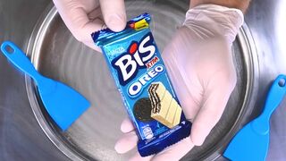 OREO Ice Cream Rolls | how to make rolled fried Ice Cream with Oreo BIS Cookie | satisfying ASMR