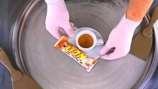 Ice Cream Rolls | how to make rolled Ice Cream with Coffee Latte and white Chocolate Lion Bar | ASMR