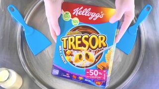 Kelloggs TRESOR Ice Cream Rolls | rolled Ice Cream with Kellogg's Tresor Milk Choco Chocolate | ASMR