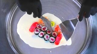 Sushi Ice Cream Rolls | how to make Thai fried Ice Cream with raw Fish - rolled Ice Cream ASMR Food