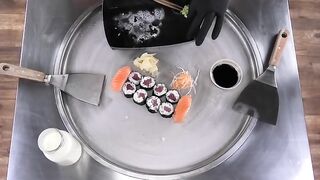 Sushi Ice Cream Rolls | how to make Thai fried Ice Cream with raw Fish - rolled Ice Cream ASMR Food
