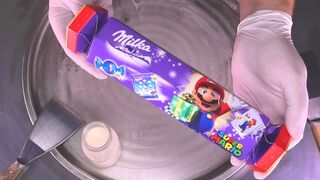 milka Ice Cream Rolls - Super Mario Edition | how to make Milka Chocolate fried Ice Cream Roll ASMR