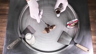 Nutella Ice Cream Rolls | nutella spread B-ready &GO! in a mix! satisfying Chocolate Food ASMR Video
