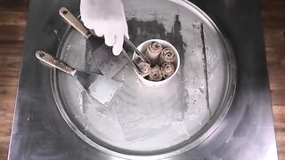Nutella Ice Cream Rolls | nutella spread B-ready &GO! in a mix! satisfying Chocolate Food ASMR Video