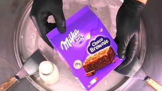Milka Chocolate Brownie - Ice Cream Rolls | most satisfying ASMR Food Video with fried Ice Cream
