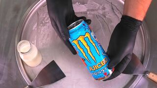Juiced Monster Energy Ice Cream Rolls | Ice Cream with Monster Energy Drink | satisfying food ASMR