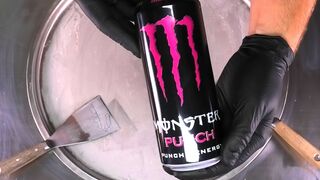 Monster Energy Pink Punch - Ice Cream Rolls | most satisfying Energy Drink rolled Ice Cream | ASMR