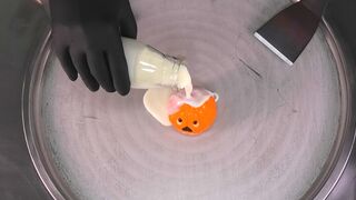 Halloween Chocolate Pumpkin Ice Cream Rolls | how to make scary Chocolate food for Halloween | ASMR