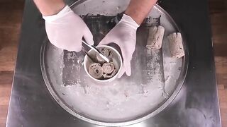 Colorful m&m Ice Cream Rolls | how to make Ice Cream with m&m's Chocolate Shake | Satisfying ASMR
